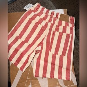 Zara Red and Cream Striped Shorts